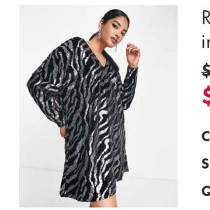 Sequin Zebra Print Dress